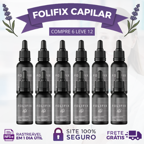 FOLIFIX 30ML (NUTRIÇÃO COMPLETA PARA CABELOS FORTES E SAUDÁVEIS) PROMOÇÃO OFICIAL: KIT COM 2 UNIDADES - 50% OFF!
