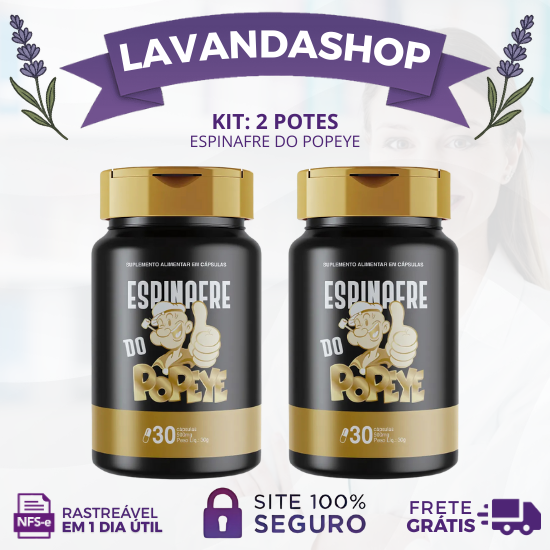 ESPINAFRE DO POPEYE - KIT - AUMENTA O TAMANHO E A GROSSURA - CADA KIT COM 2 POTES (PRODUTO ORIGINAL) - FRETE GRÁTIS