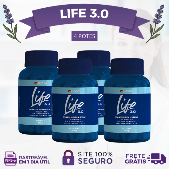 Life 3.0 60 Cápsulas  - Compre 1 Leve 2, Leve 4 ou Leve 6.
