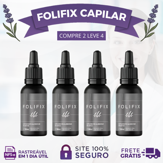FOLIFIX 30ML (NUTRIÇÃO COMPLETA PARA CABELOS FORTES E SAUDÁVEIS) PROMOÇÃO OFICIAL: KIT COM 2 UNIDADES - 50% OFF!