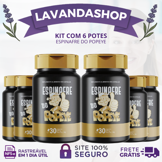 ESPINAFRE DO POPEYE - KIT - AUMENTA O TAMANHO E A GROSSURA - CADA KIT COM 2 POTES (PRODUTO ORIGINAL) - FRETE GRÁTIS