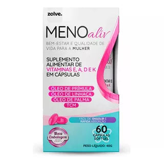 MENO ALIV 60 CÁPSULAS SOFTGEL - ALÍVIO DOS SINTOMAS DA MENOPAUSA - PROMOÇÃO OFICIAL