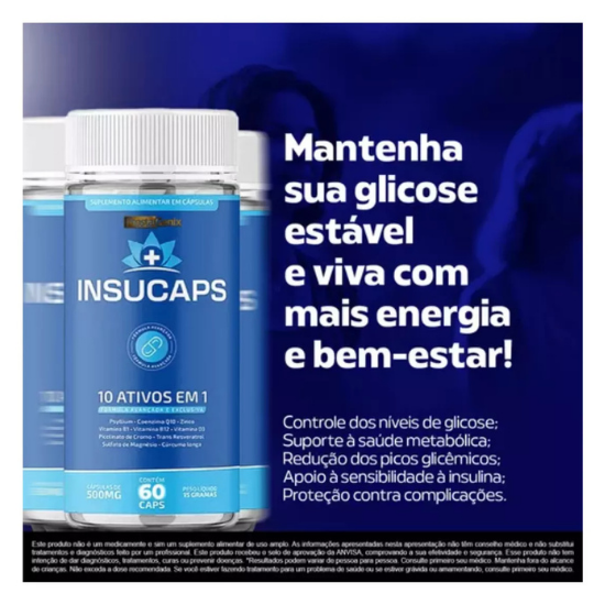 INSUCAPS 60 CÁPSULAS - CONTROLE DO AÇÚCAR - PROMOÇÃO OFICIAL: KITS DE 2 UNIDADES + FRETE GRÁTIS!